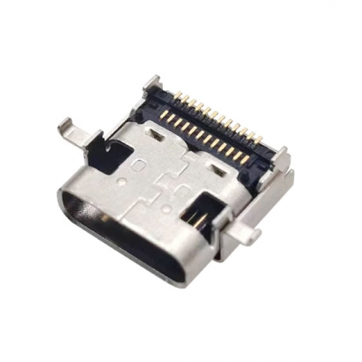 USB 4.0 TYPE C 24p双壳 双贴SMT 板上平贴  L=9.17MM 锡脚0.6